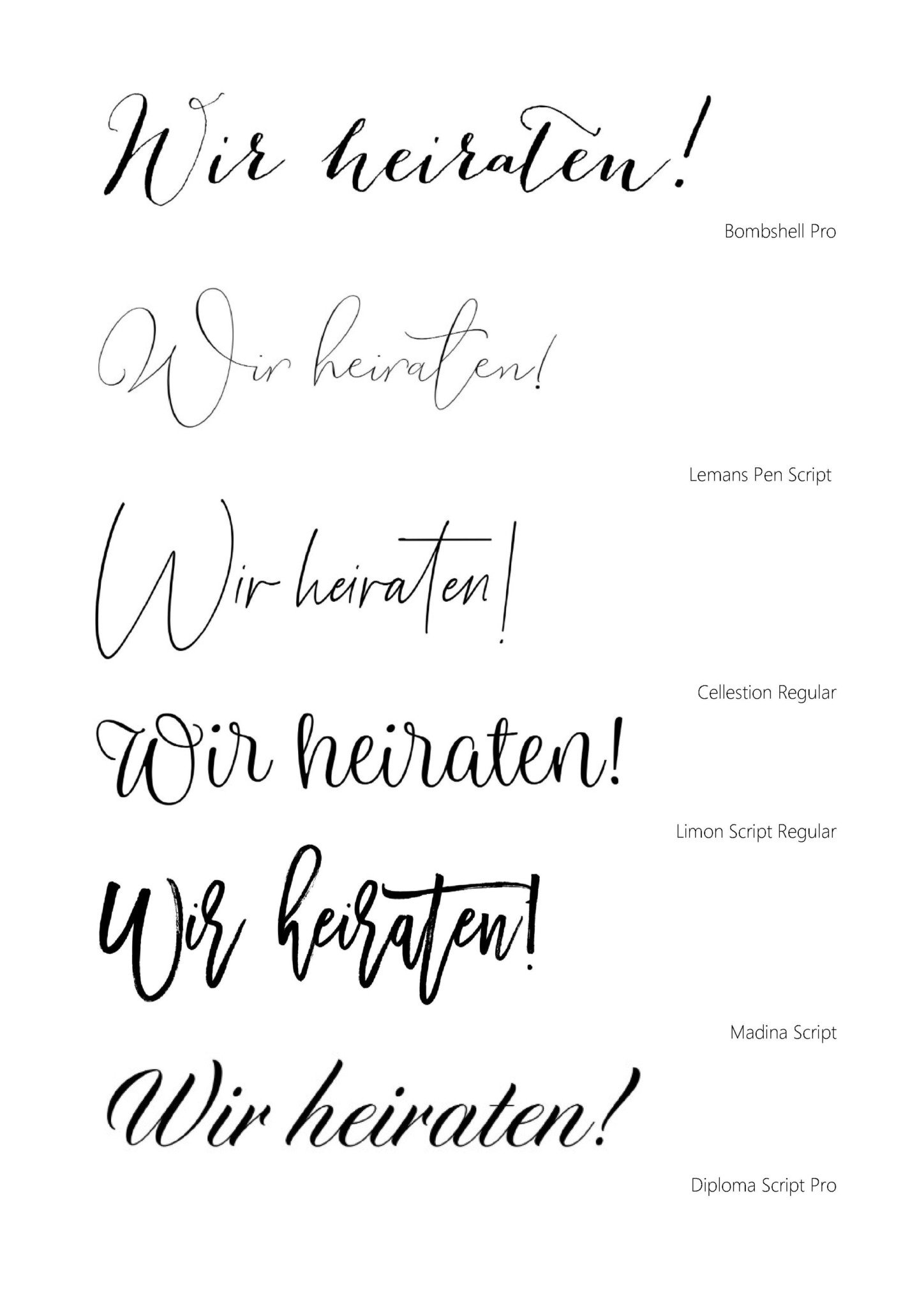 Schöne Kalligrafie & Schriftarten für Eure Hochzeitseinladung