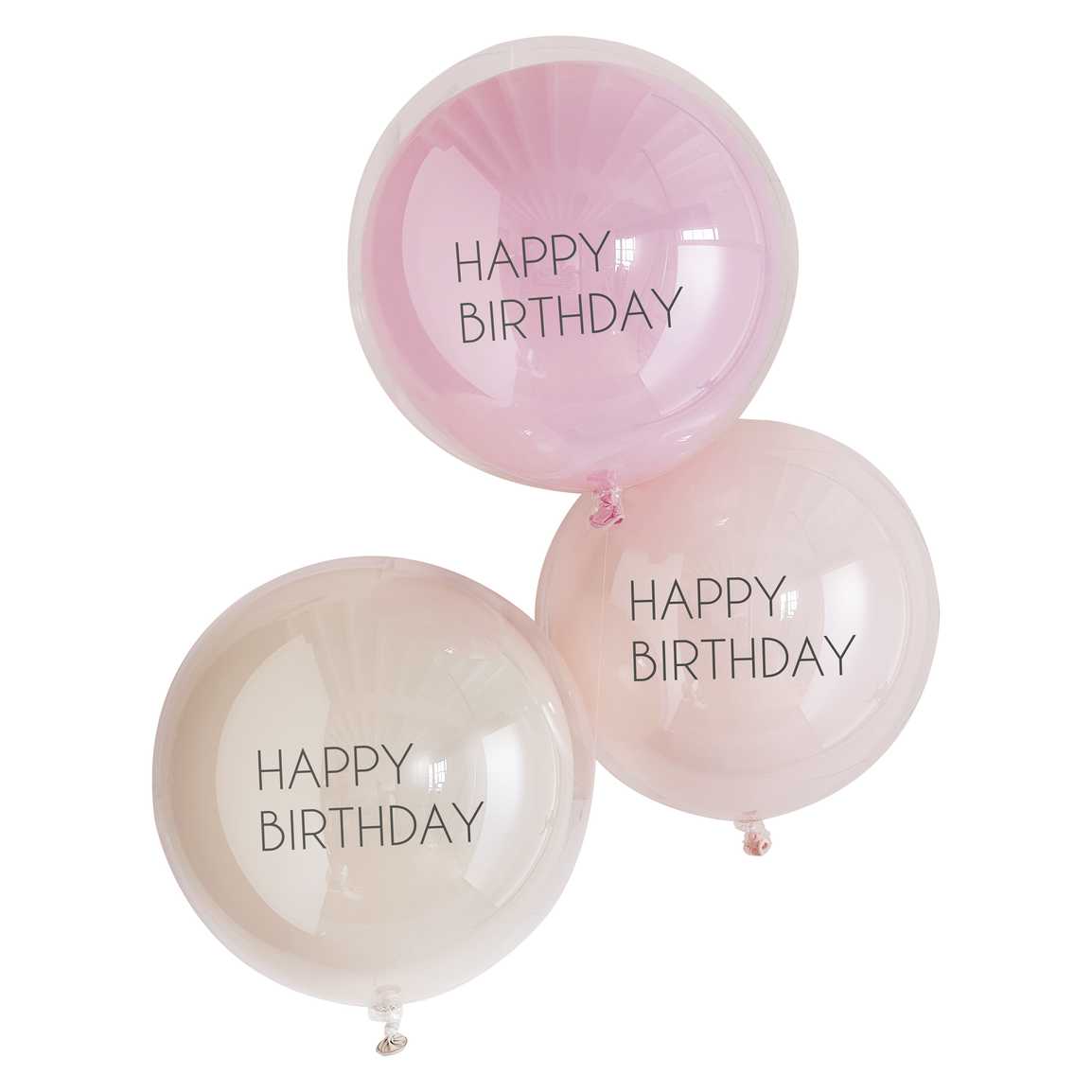 Happy Birthday Ballonset doppellagig rosa