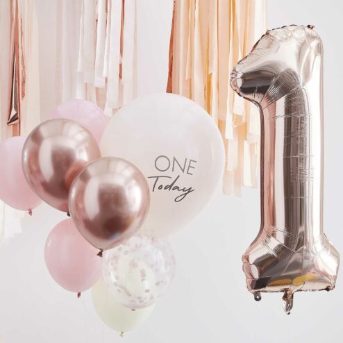 Luftballons zum ersten Geburtstag in Rosa und Roségold - Fräulein K. Sagt Ja  Partyshop
